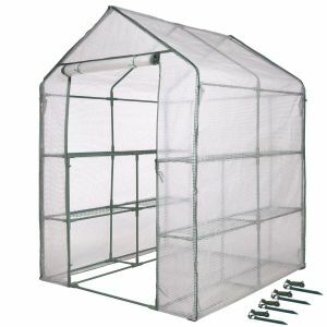 Tuinkas met dubbele etages H195x140x140 cm Zijaanzicht