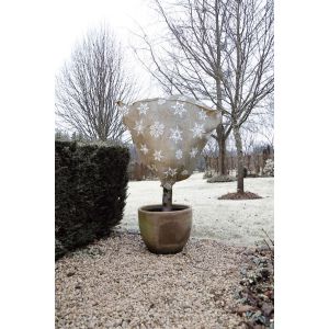 Winterafdekhoes jute met koord naturel Ø75x100cm 200 g/m² Vooraanzicht