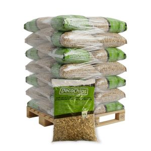 Pallet DecoChips Houtsnippers Naturel 20-40mm 80 zakken x 35L (2800L)