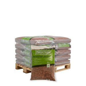Halve pallet DecoChips Houtsnippers Red 20-40mm 40 zakken x 35L (1400L)