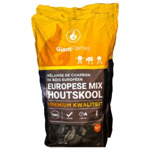 20 x 10 kg Giant Flames FSC Europese mix restaurant houtskool Vooraanzicht