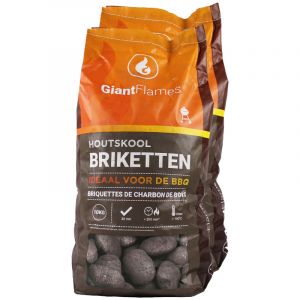 18 x 10kg Giant Flames houtskool briketten Vooraanzicht