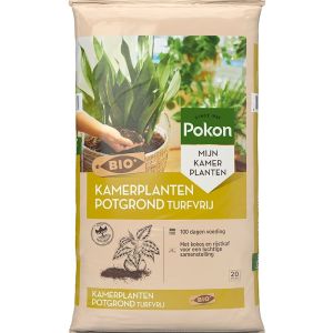 Pokon Kamerplanten Potgrond RHP Bio 20 liter vooraanzicht zak
