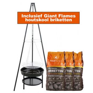 RedFire Tripod barbecue + 3 zakken houtskool briketten van 10 kg