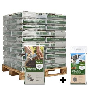 Hele pallet Pokon potgrond + gratis Pokon gedroogde mestkorrel