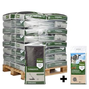 Hele pallet Pokon tuinaarde + gratis Pokon gedroogde mestkorrel