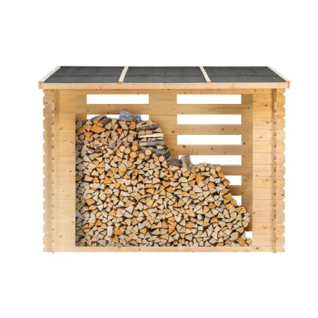 Openhaard hout berging Brandr onbehandeld vuren 19 mm incl. dakleer Sfeerfoto 2