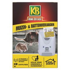 KB Muizen- en Rattenverjager Ultrasoon, Elektromagnetisch en Lichtflitsen 220 m2