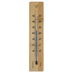 Muurthermometer bamboe H19x4x1 cm Vooraanzicht