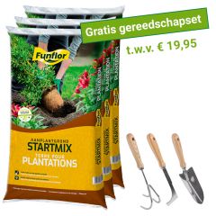 60 x 40L Funflor Startmix-Aanplantgrond + gratis 3-delig gereedschapset t.w.v. € 19,95