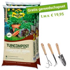 30 x 40L Funflor Tuincompost + gratis 3-delig gereedschapset t.w.v. € 19,95